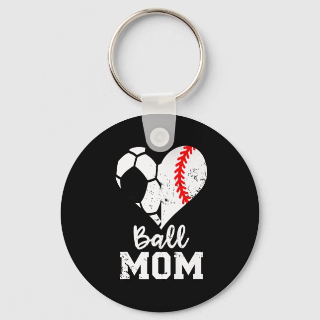 Boll Mamma Heart Ljärnyj Baseball Ocer Mamma Costu Nyckelring (Framsida)