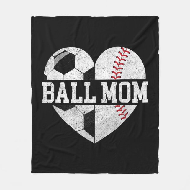 Boll Mamma Heart Roligt Baseball Oceball Mamma Fleecefilt (Framsidan)