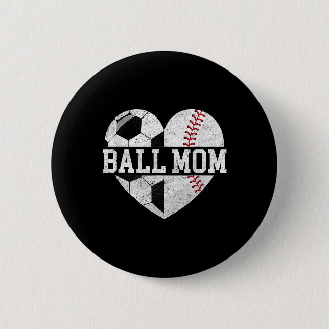 Boll Mamma Heart Roligt Baseball Oceball Mamma Knapp (Framsida)
