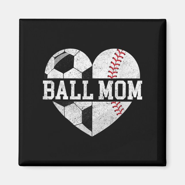Boll Mamma Heart Roligt Baseball Oceball Mamma Magnet (Framsidan)