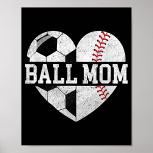 Boll Mamma Heart Roligt Baseball Oceball Mamma Poster