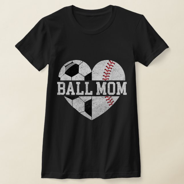 Boll Mamma Heart Roligt Baseball Oceball Mamma T Shirt (Laydown)