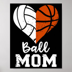 Boll Mamma Heart Roligt Volleyball Basketball Mamm Poster
