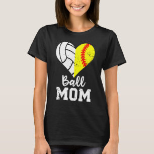 Boll Mamma Heart Softball Volleyball Mamma T Shirt
