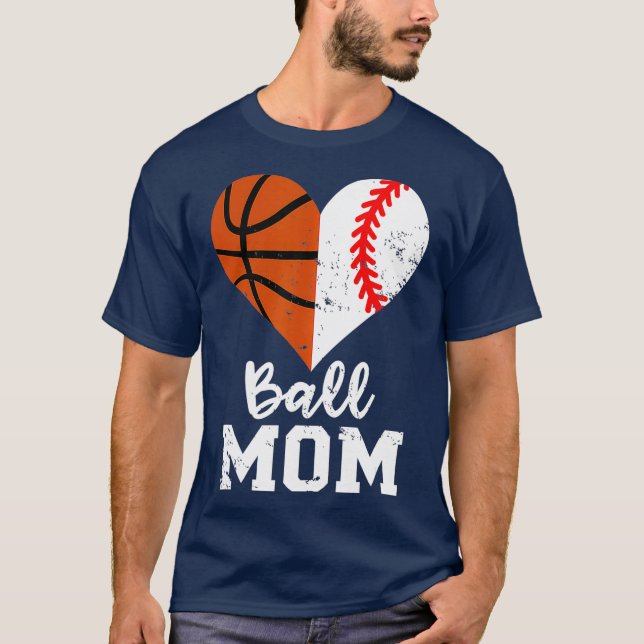 Boll Mamma Heart-ynny Baseball Basketball Mamma T Shirt (Framsida)