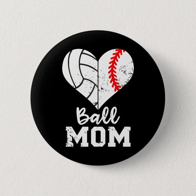 Boll Mamma Heart-ynny Baseball Volleyball Mamma Knapp (Framsida)