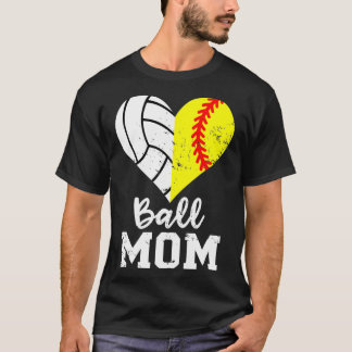 Boll Mamma Heart-ynny Softball Volleyball Mamma T Shirt
