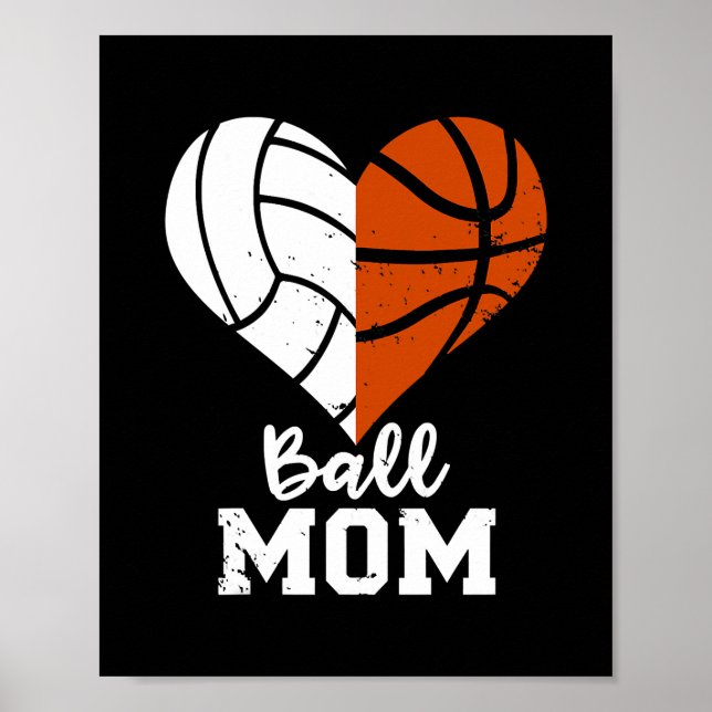 Boll Mamma Heart-ynny Volleyball Basketball Mamma Poster (Framsidan)