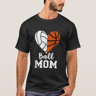 Boll Mamma Heart-ynny Volleyball Basketball Mamma T Shirt