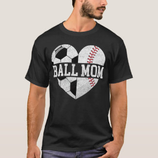 Boll Mamma Hjärta Rolig Baseboll Fotboll Mamma ret T Shirt
