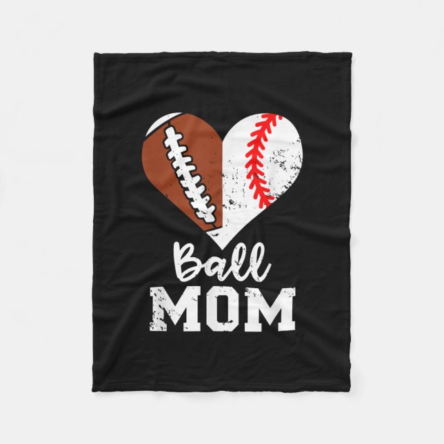 Boll Mamma Hjärtlig fotboll Baseball Mamma Fleecefilt (Framsidan)