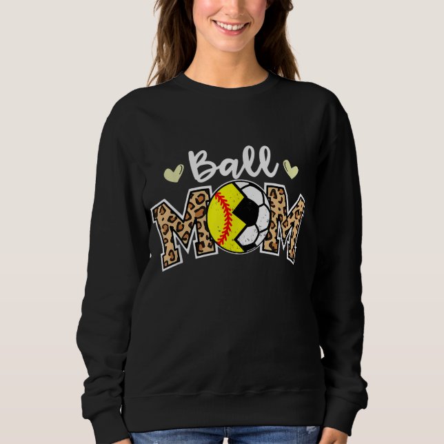 Boll Mamma Leopard Ljudny Softball Player Mamma T Shirt (Framsida)