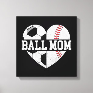 Boll Mamma Shirt Heart Funny Baseball Ocer Mamma Canvastryck