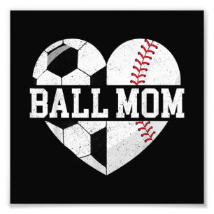 Boll Mamma Shirt Heart Funny Baseball Ocer Mamma Fototryck