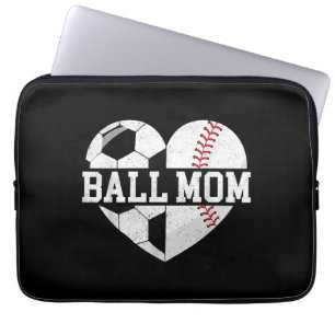 Boll Mamma Shirt Heart Funny Baseball Ocer Mamma Laptop Fodral