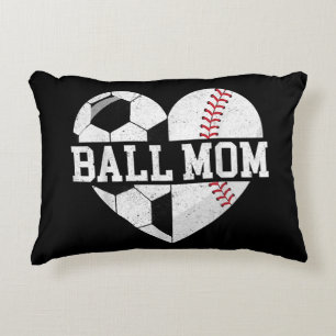 Boll Mamma Shirt Heart Funny Baseball Ocer Mamma Prydnadskudde