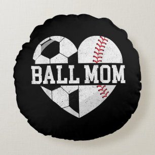 Boll Mamma Shirt Heart Funny Baseball Ocer Mamma Rund Kudde