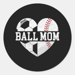 Boll Mamma Shirt Heart Funny Baseball Ocer Mamma Runt Klistermärke