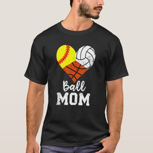 Boll Mamma Softball Volleyball Basketball Mamma 1 T Shirt (Framsida)