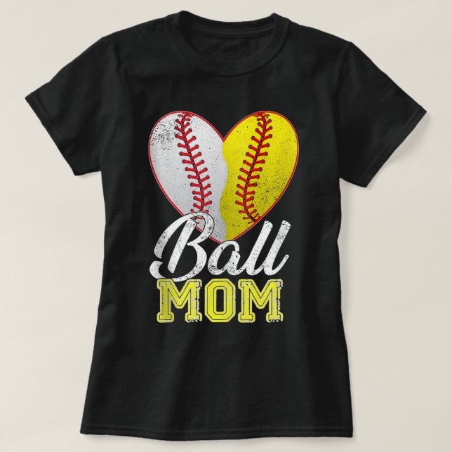 Boll Mamma Women Mamma Heart Baskeball Softball Mo T Shirt (Design framsida)