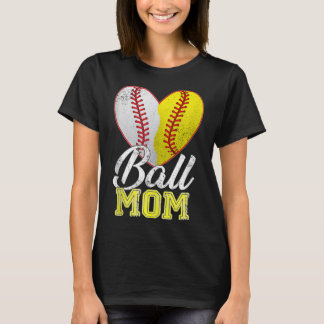 Boll Mamma Women Mamma Heart Baskeball Softball Mo T Shirt