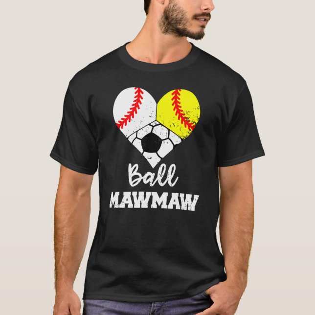 Boll Mawmaw Heart Baseball Softball Ocer Maw Morsa T Shirt (Framsida)