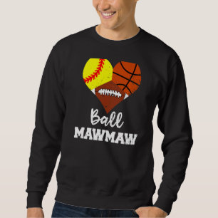 Boll Mawmaw Heart Softball Basketball Morsa Lång Ärmad Tröja