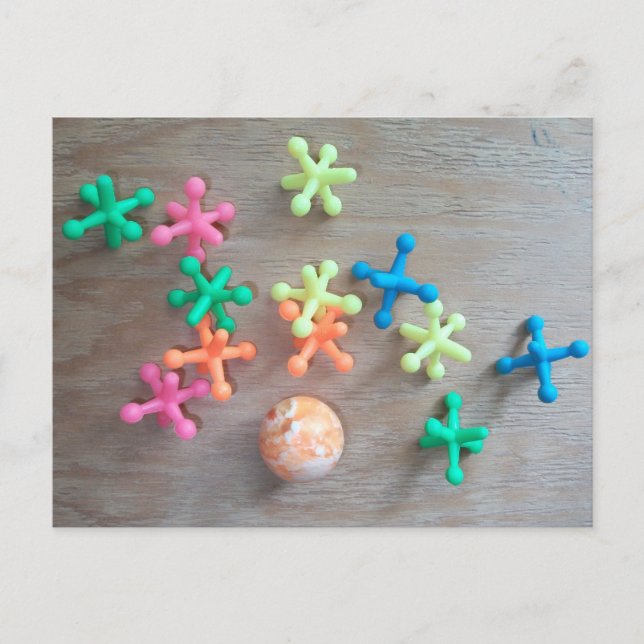 Boll med färgstarka Jackar som studeras ombord på  Vykort (Framsida)