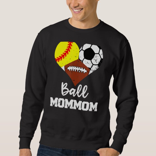 Boll Mommom Heart Softball Fotboll Mamma Mo Lång Ärmad Tröja (Framsida)