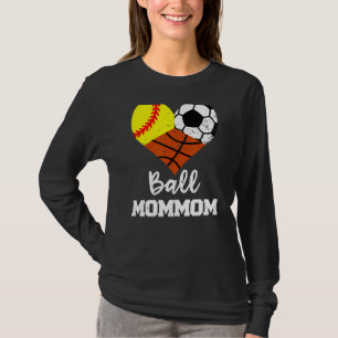 Boll Mommom Heart Softball Soccer Basketball Mamma T Shirt