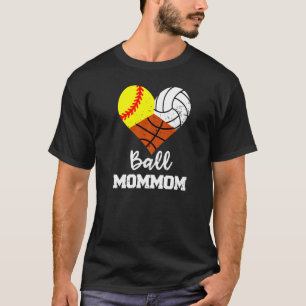 Boll Mommom Heart Softball Volleyball Basketball M T Shirt