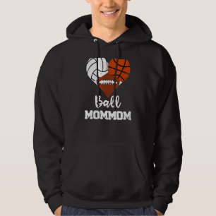 Boll Mommom Heart Volleyball Basketball Football M Hoodie