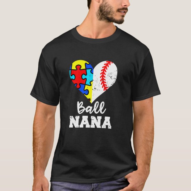 Boll Nana Autism Baseball Nana Funny Autism Awaren T Shirt (Framsida)