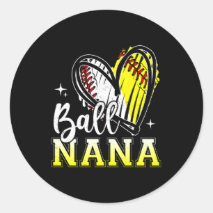 Boll Nana He Baseball Softball Grandma Mor Da Runt Klistermärke