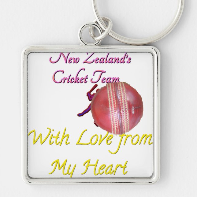 Boll NEWZEALAND Fyrkantig Silverfärgad Nyckelring (Framsidan)