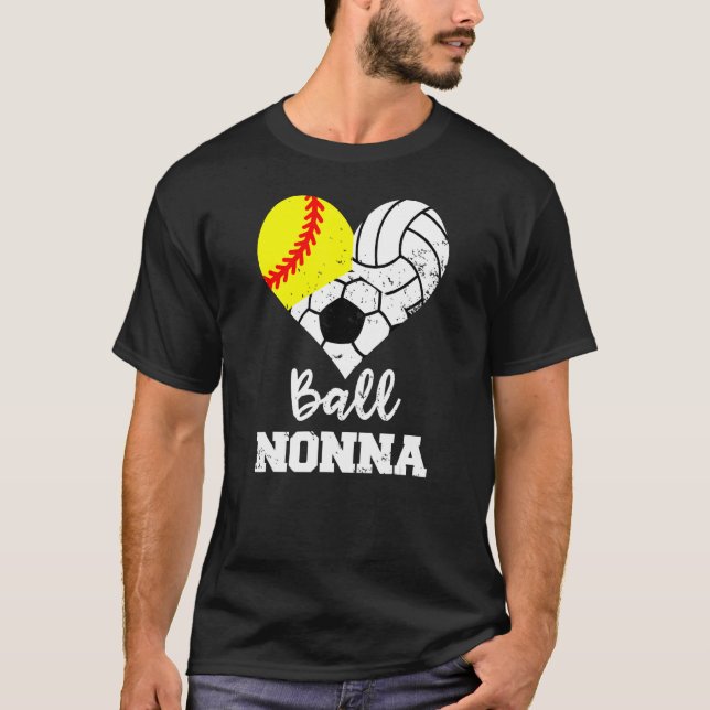Boll Nonna Heart Softball Volleyball Ocer Nonna T Shirt (Framsida)