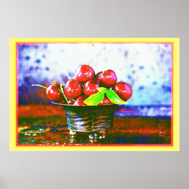 "Boll of Cherries Fruit" Cute Photo. Köp nu Poster (Framsidan)