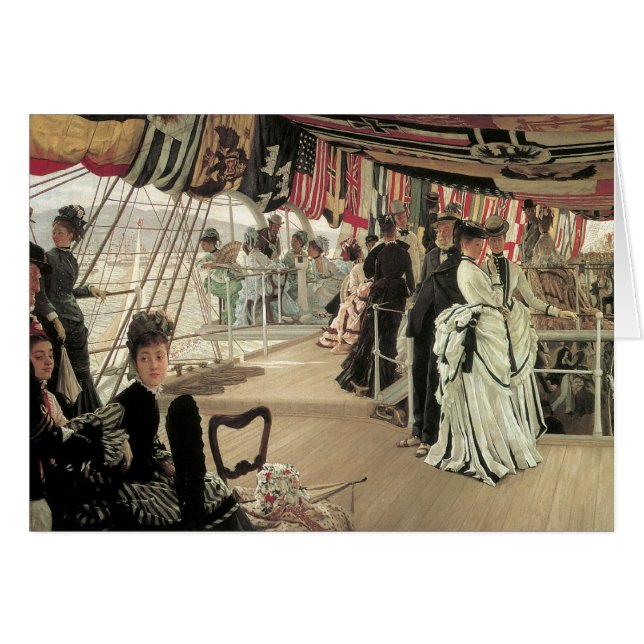 Boll ombord på skeppsbyggnad av James Tissot, Vict Hälsningskort (Framsidan Horizontal)