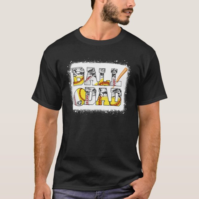 Boll Pappa Softball Pappa Baseball Pappa Game Day  T Shirt (Framsida)