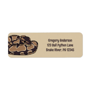 Boll Python Snake, Brown och Tan Returadress Etikett
