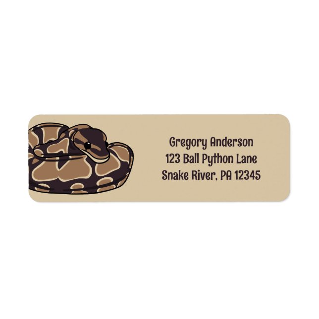Boll Python Snake, Brown och Tan Returadress Etikett (Framsidan)