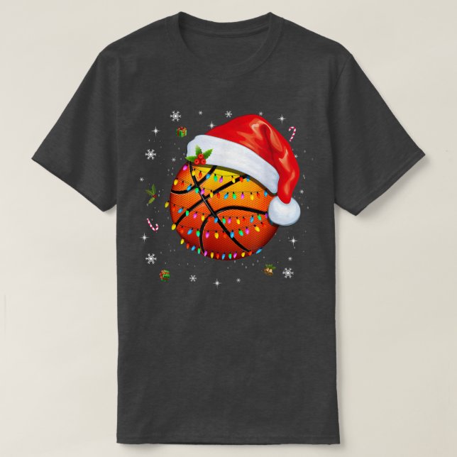 Boll Santa Basketball Santa Hat Julafton Boys Mana T Shirt (Design framsida)