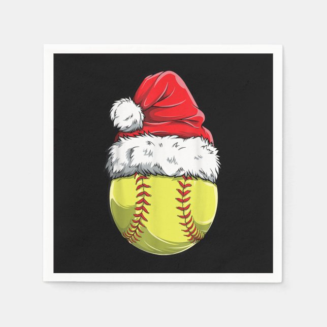 Boll Santa Softball Santa Hat Julafton Girls Catch Pappersservett (Framsidan)