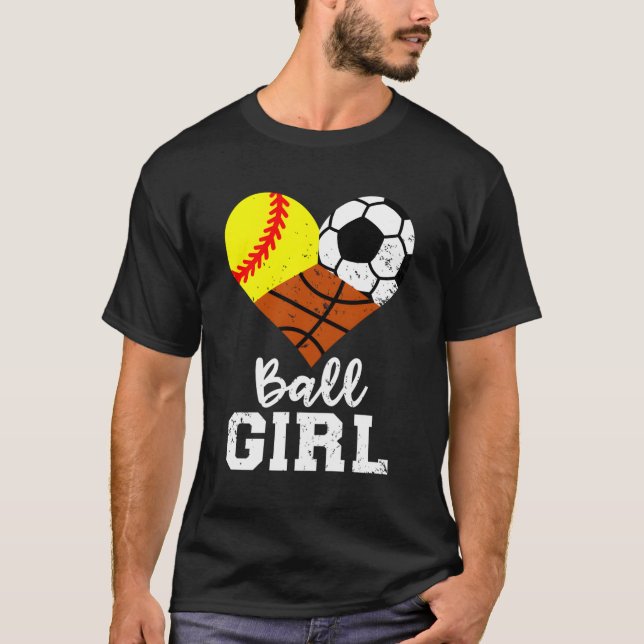 Boll Softball Soccer Basketball T Shirt (Framsida)