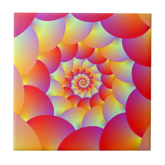 Boll Spiral i Röda Gulten och Orangen Kakelplatta (Framsidan)