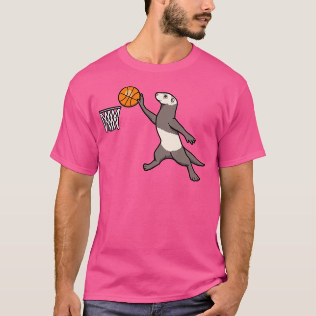 Boll Sports Animal Cute Ferret Basketball T Shirt (Framsida)