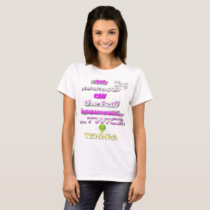 Boll studsar två gånger tenniskvinna grundlägga tee shirt