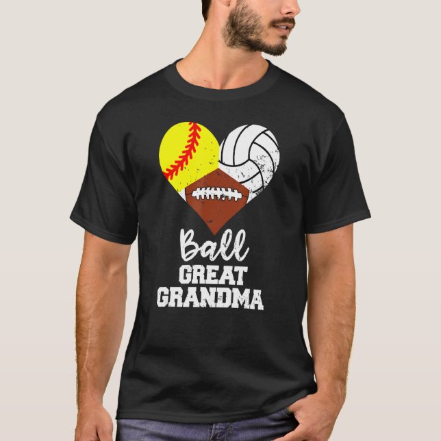 Boll Underbar mormor Heart Softball Volleyball Foo T Shirt (Framsida)