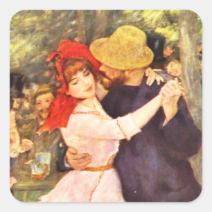 Boll vid Moulin de la Galett Auguste Renoir Fyrkantigt Klistermärke