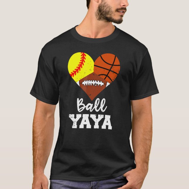 Boll Yaya Heart Softball Basketball Football Yaya T Shirt (Framsida)